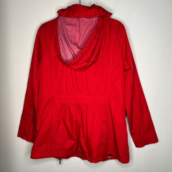 Vince Camuto Red Hooded Rain Jacket Coat Size Large - Picture 3 of 9